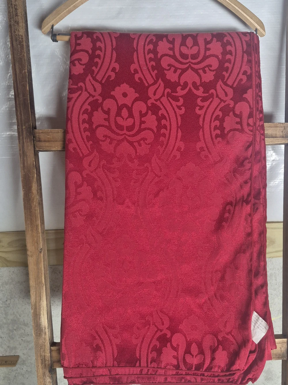 Red Damask Jacquard Tablecloth or Fabric Panel 56x96